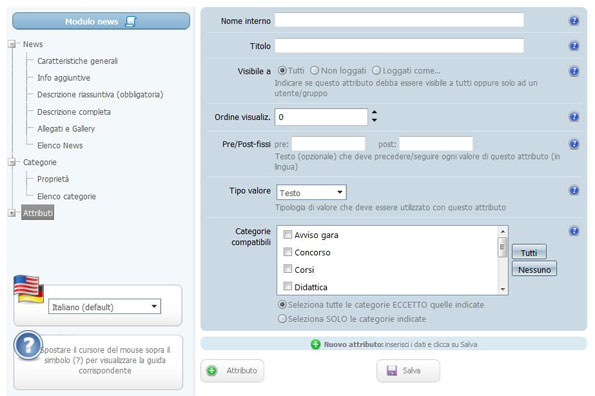 Attributi ed abbonamento per i prodotti della quarta release del 2012